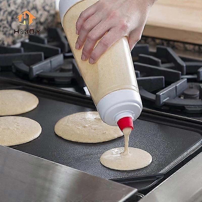1065ML Pancake Batter Mixer Bottle Hand Waffles Crepes Dispenser with BlenderBall Wire Whisk