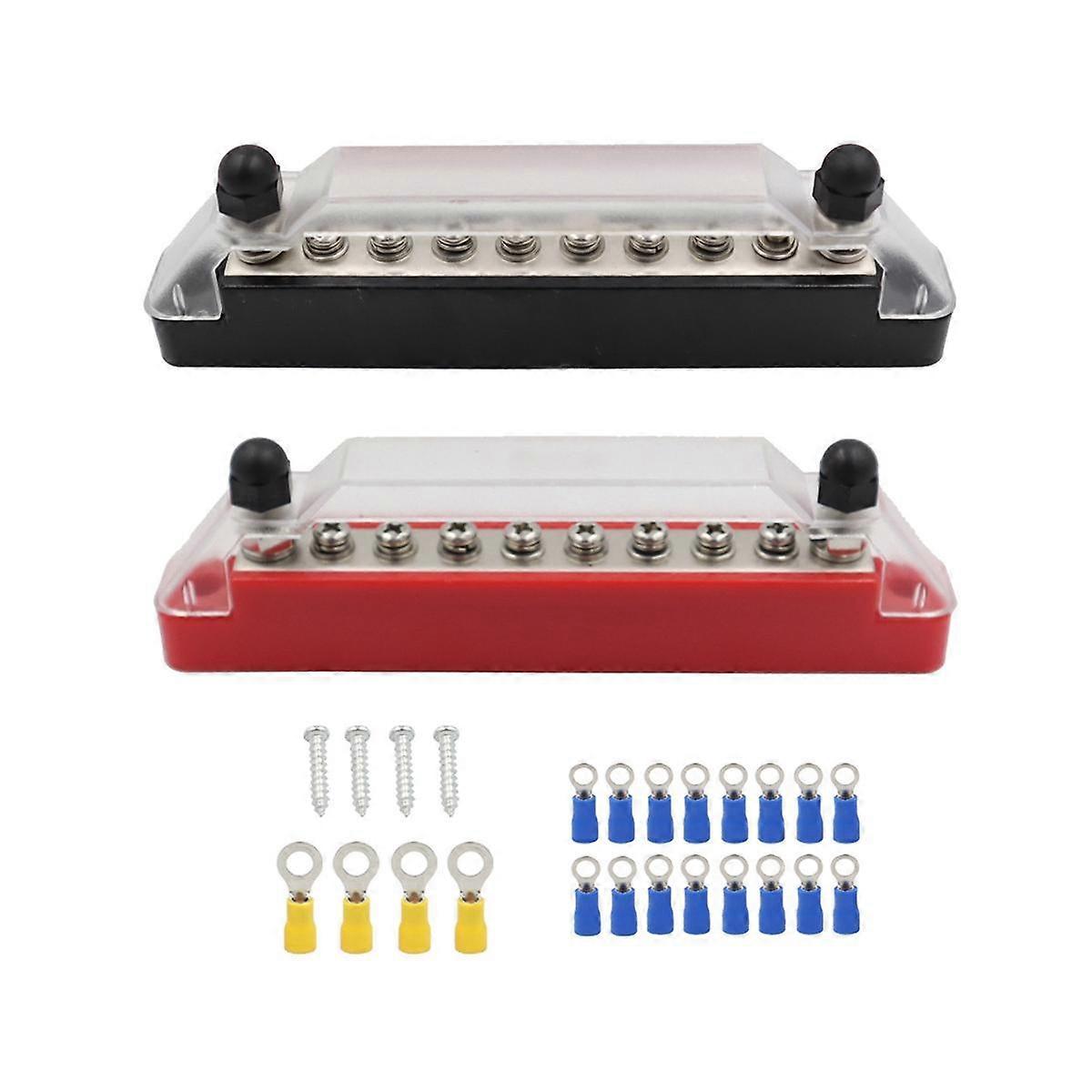 10 Way Screw Terminal Blocks 150A Busbar with Terminals for Vehicle and Boat Wiring Rebuilds Supports Up to 48V