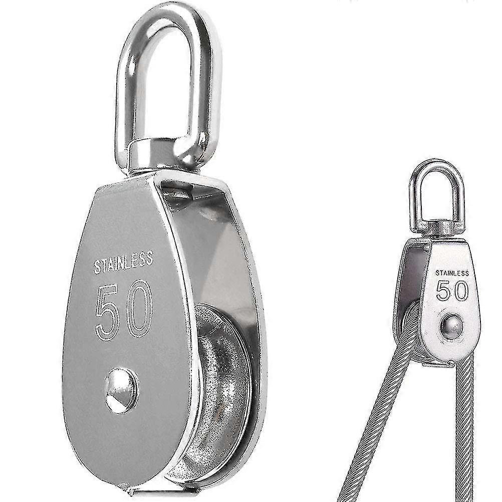 M50 304 Less Steel Single Wheel Swivel Pulley Loading 400kg - Silver