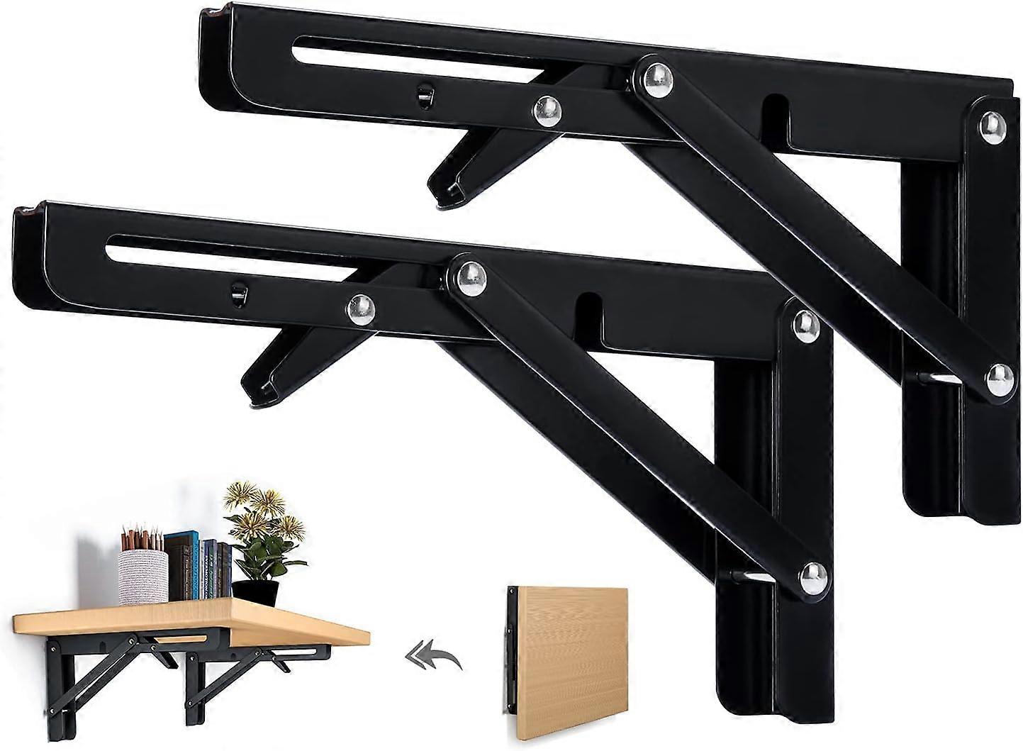 2PCS Folding Shelf Bracket 250mm Folding Bracket Wall Shelf Heavy Duty Folding Bracket Black Folding Console Bracket