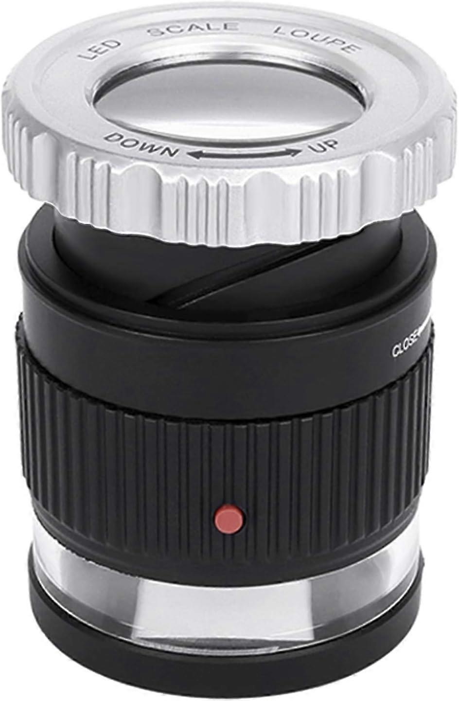 30x Scale Stand Magnifier Desktop Lighting Magnifier with LED Light Portable Cylindrical Optical Mag