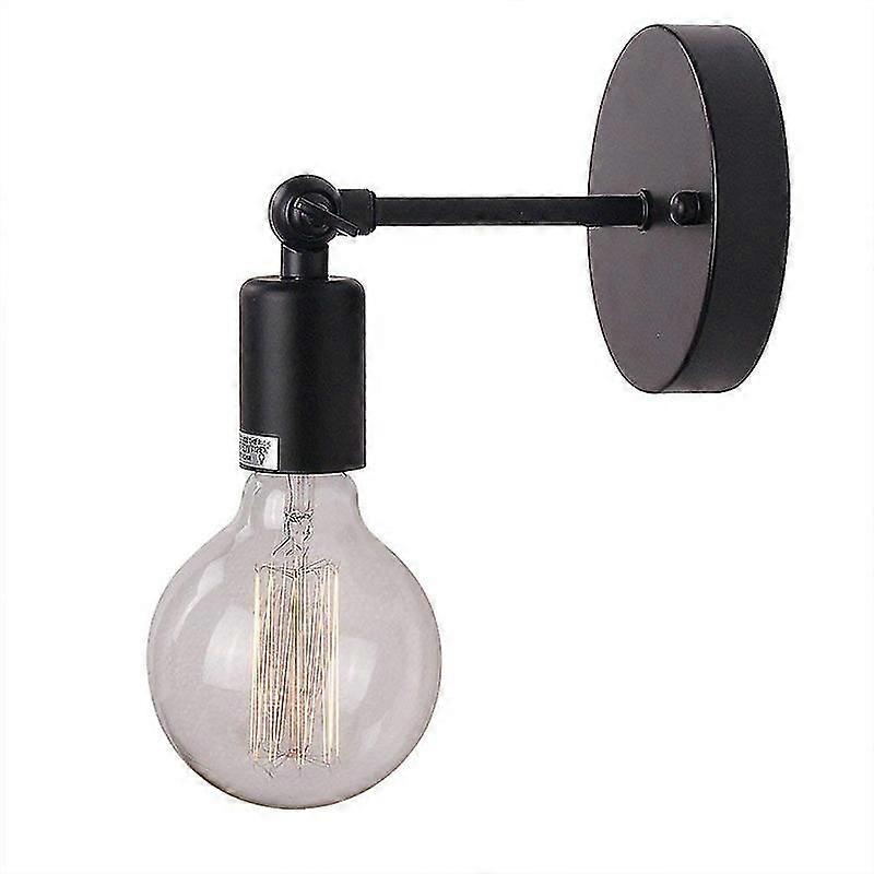 Wall Lamp Retro Style Hallway Lamp Holder Wall Sconce Bracket E27 Light Socket(Black,Bulb not included)