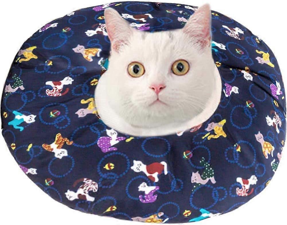 Adjustable Recovery Cone Neck Collar Soft Elizabeth Circle Removable Washable Cover for Dogs Cats (Navy, X-Large)