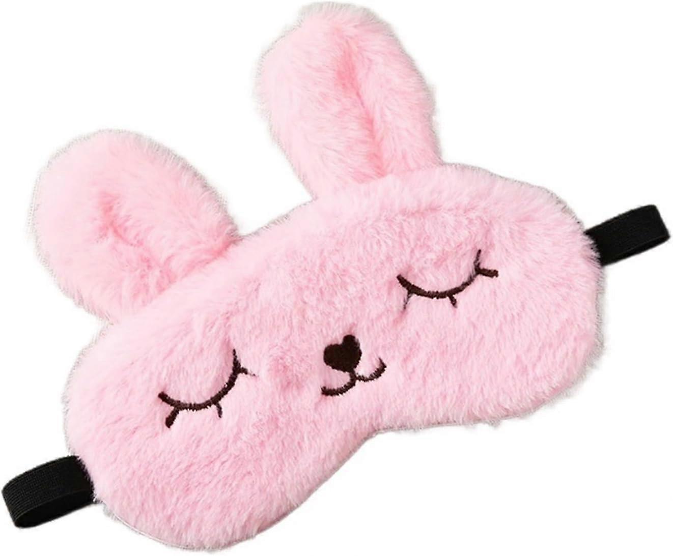 Blindfolds, Cute Cartoon Rabbit Plush Sleeping Eye Mask Comfortable Sleep Mask Sleep Shading Light Eye Cover Eyeshade (Color : Pink)