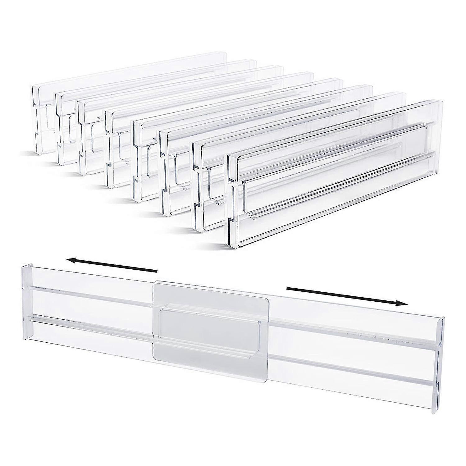 Drawer Dividers 8 Pack, Adjustable 3.2 Inch High Expandable From 11-20.6 Inch Kitchen Drawer Organi TW