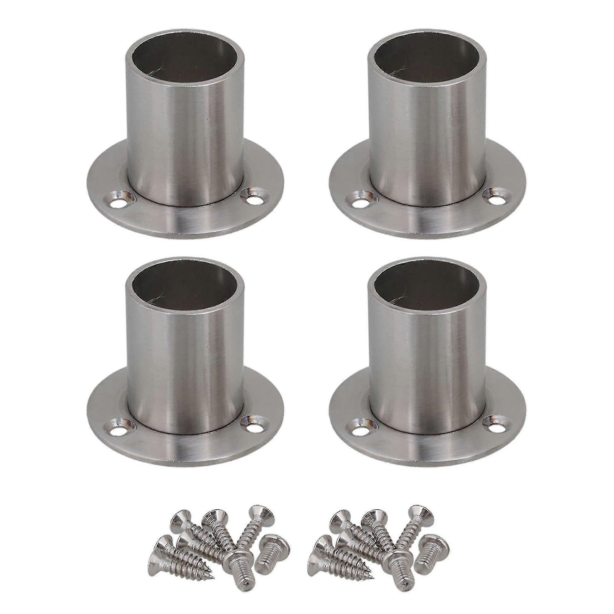 4x Rustfrit stål Skabsstang Flange Socket Bracket Support til 25mm stang