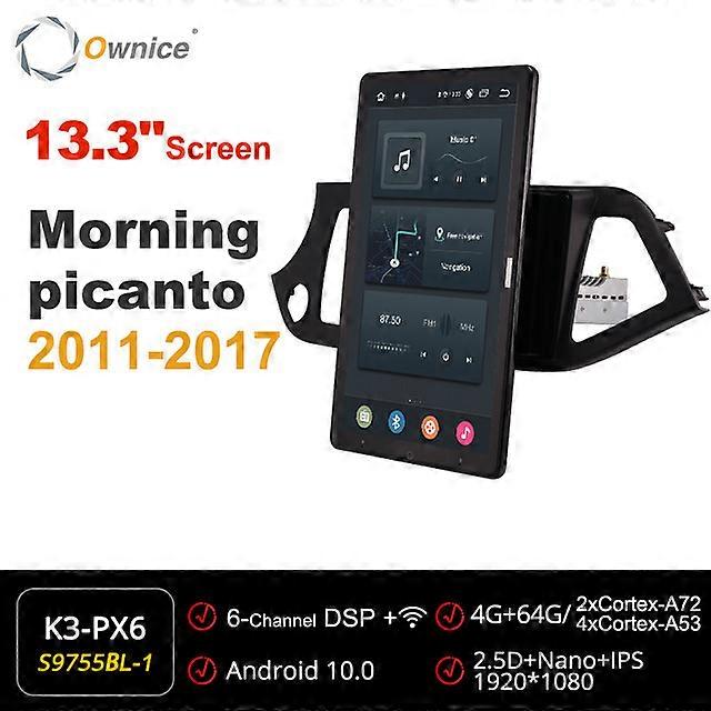 Tesla Style 13.3 pollici PX6 Android 10 Lettore DVD per auto Navigazione girevole automatica GPS Stereo Radio per Kia Morning Picanto 2011-2017
