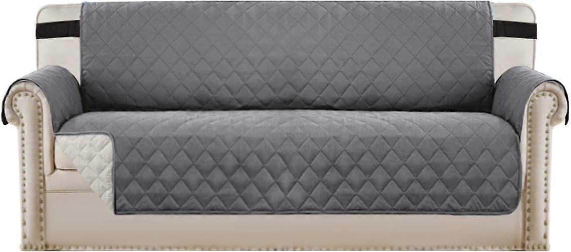 3 lugares sofá cobrir grosso acolchoado macio impermeável capa do sofá com alça, cinza