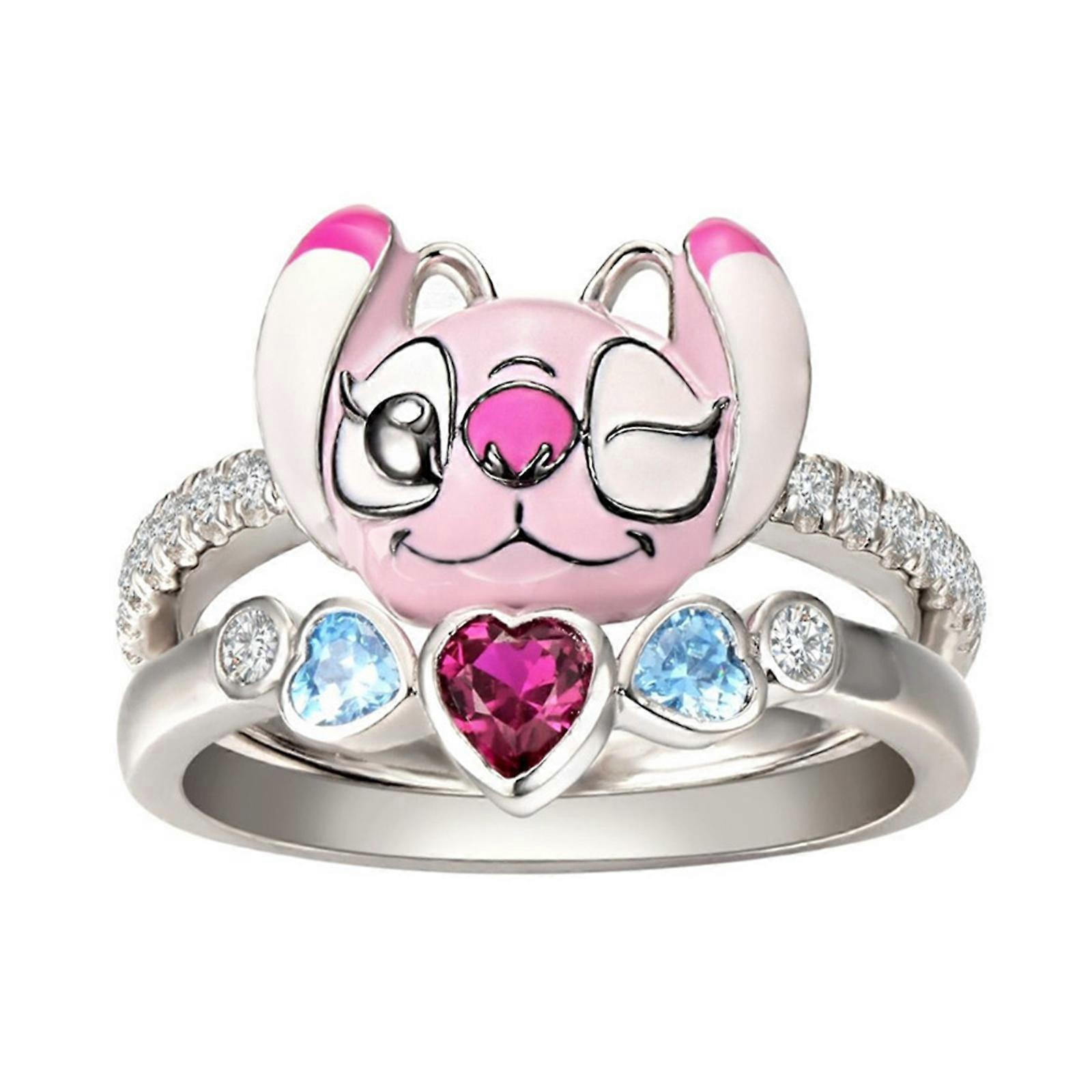 Lio & Stitch Ringe 2er Set Cuple Ringe Stich und Engel Ringe für Hochzeit Geburtstag Valentinstag