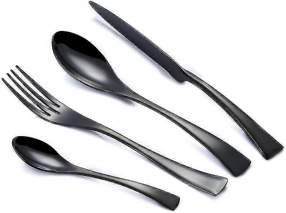 Stainless Steel Cutlery Set Knife Fork Spoon Tablewareblack 4pcs