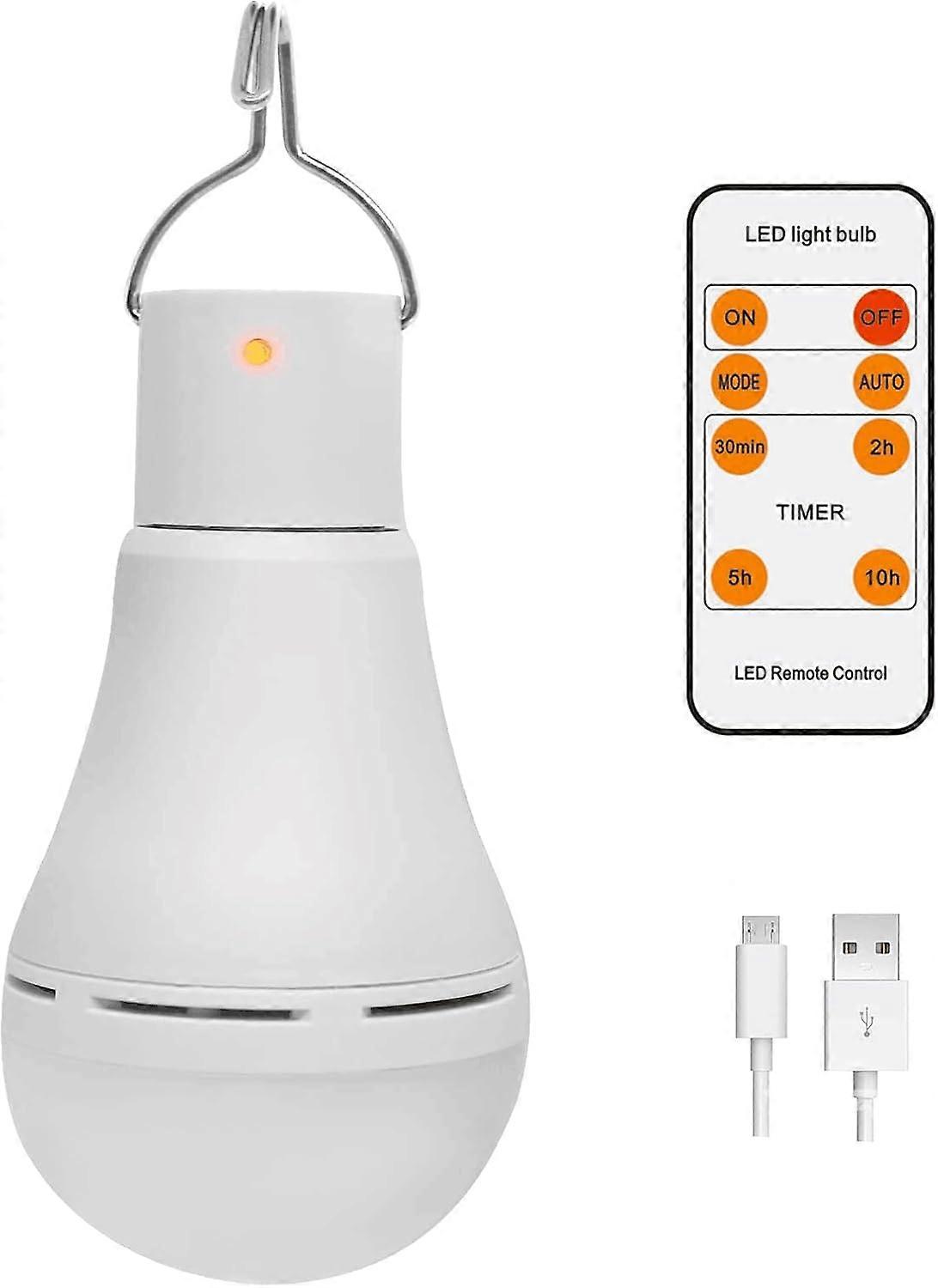USB Rechargeable LED Light Bulbs,  Portable Camping Light with Remote Timer,with Hook,Emergency, Camping,1-Pack