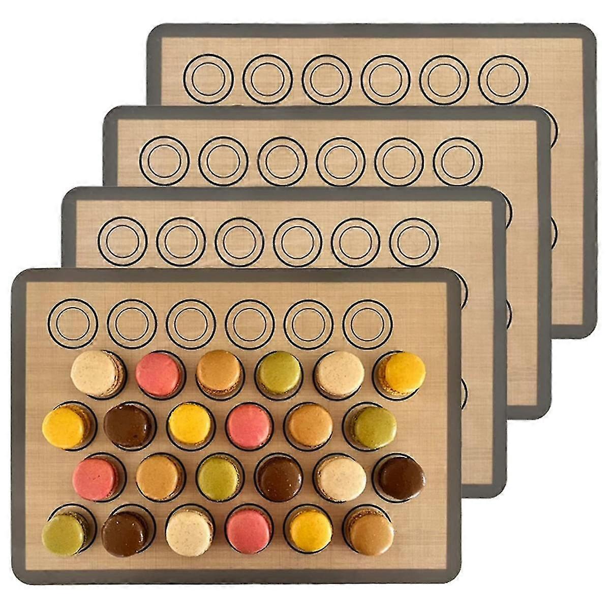 Macaron Baking Mats 4 Pack For Perfect Macarons & Cook - Silicone Macaron Baking Sheets With Size G