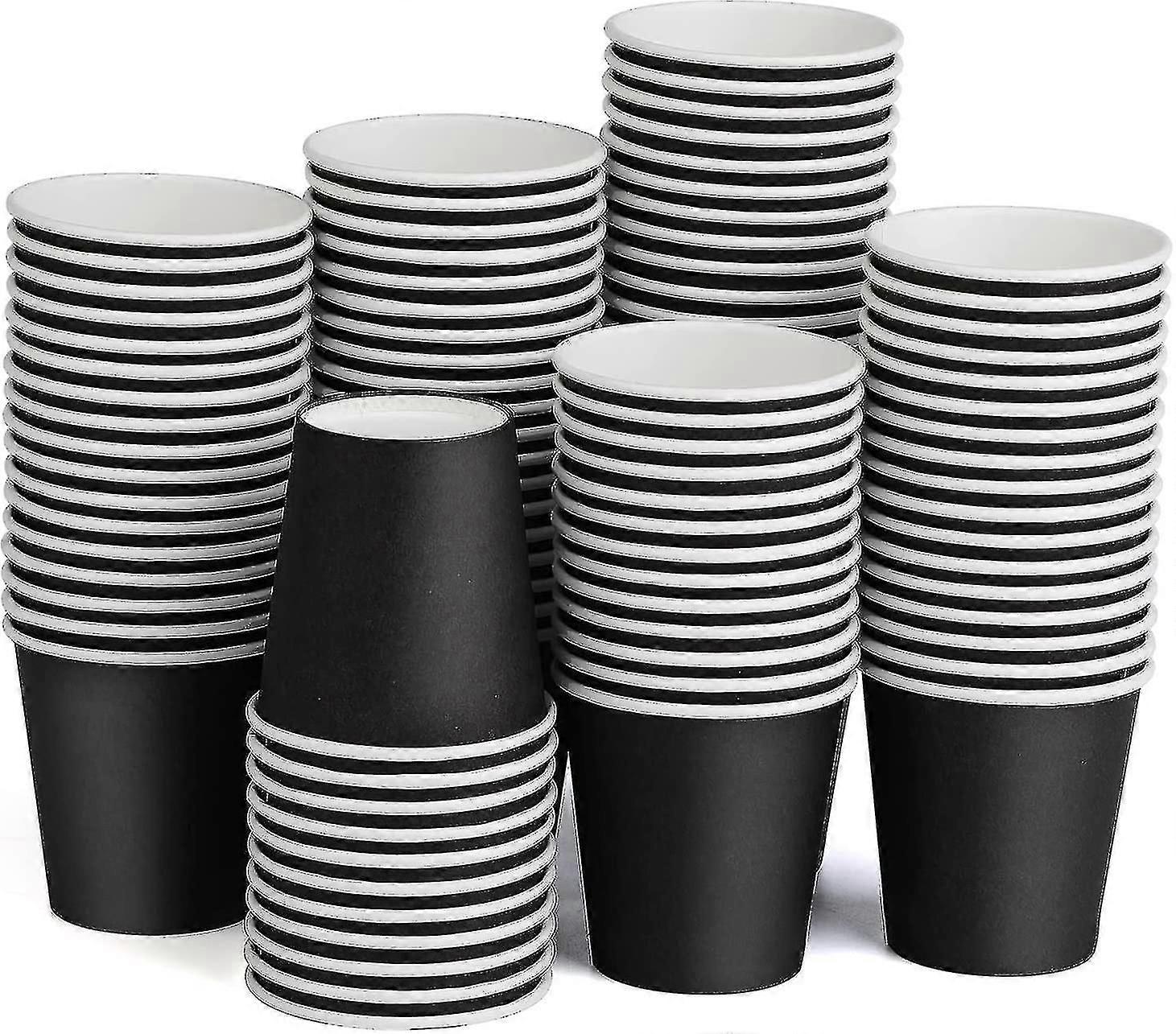 100パック使い捨て紙カップ、3オンスバスルーム紙カップホットとコールドドリンクのためのコーヒーカップパーティーバスルームエスプレッソのためのブラックペーパーカップHパーフェクト