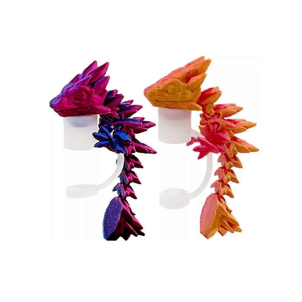 2 Pack Dragon Straw Cover Toppers Compatible for Stanleys 30oz 40oz Straw Cup