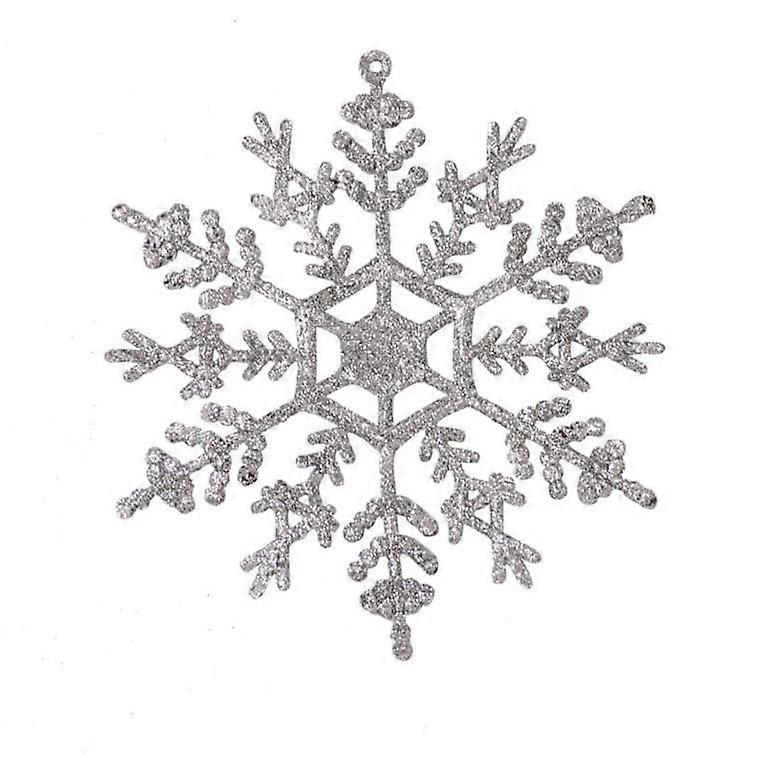 Plastic Christmas Glitter Snowflake Ornaments Christmas Tree Decorations(6PCS)
