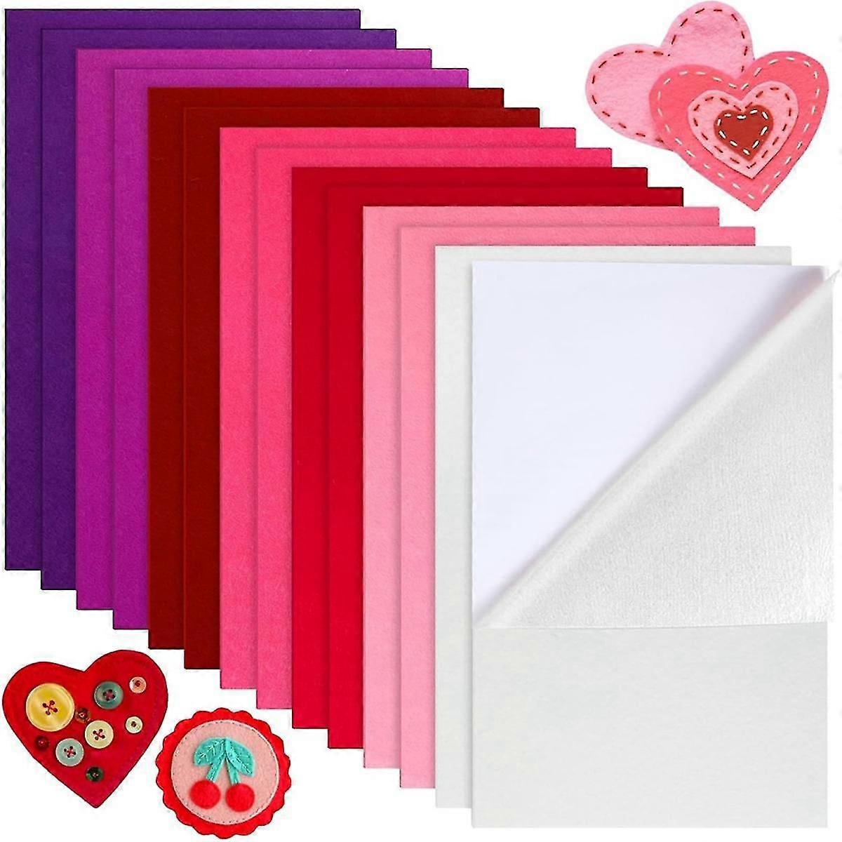 14pc Bonded Felt Fabric Sheets Craft Multi-color Sticky Soft Felt Sheets With Adhesive Backing For