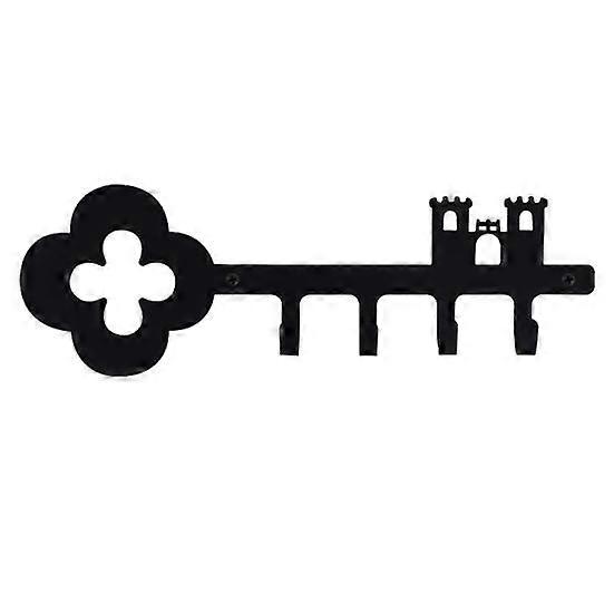 Metal Key Holder 4 Hooks Entryway Key Organizer Black Wall Mounted Key Shape Organizer Hook