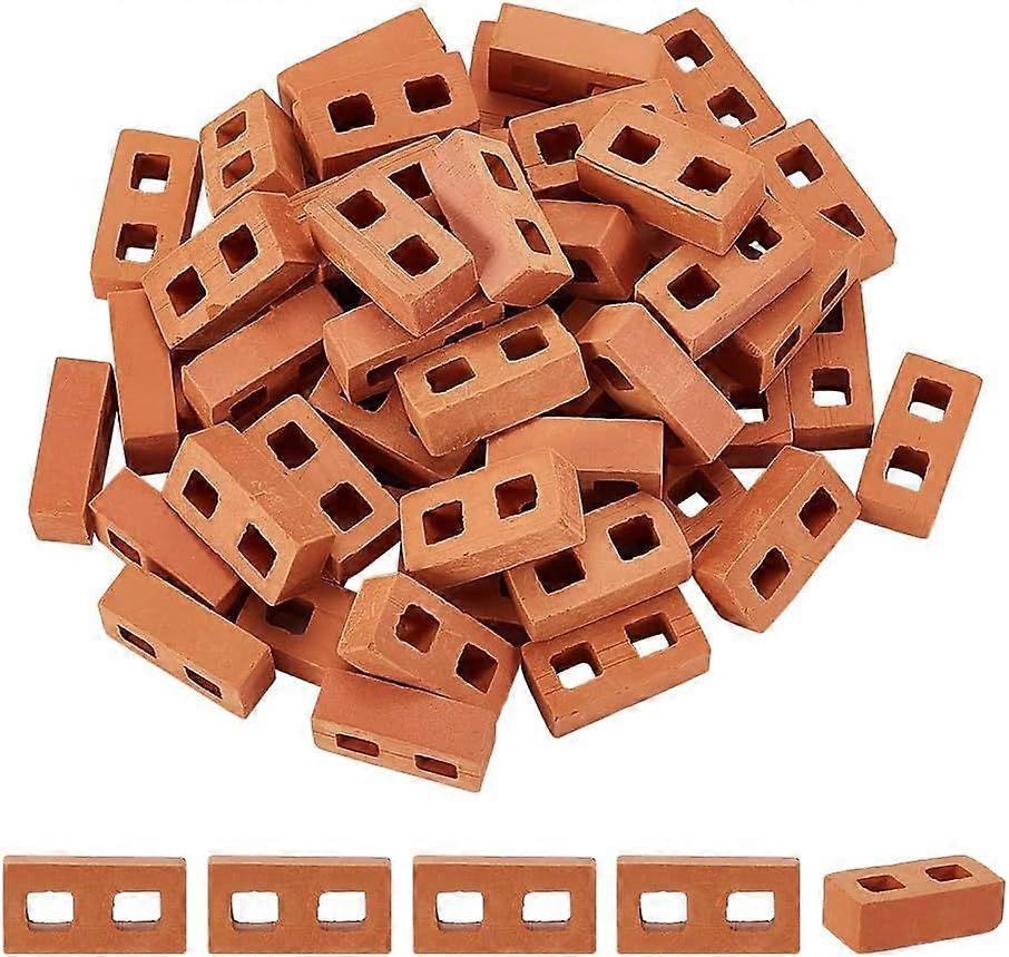 About 60 Pcs Mini Cinder Blocks Red 1/12 Scale Mini Brick Mini Cement Building Blocks Ceramic Model Brick Realistic Fake Bricks for Garden Kitchen Lan