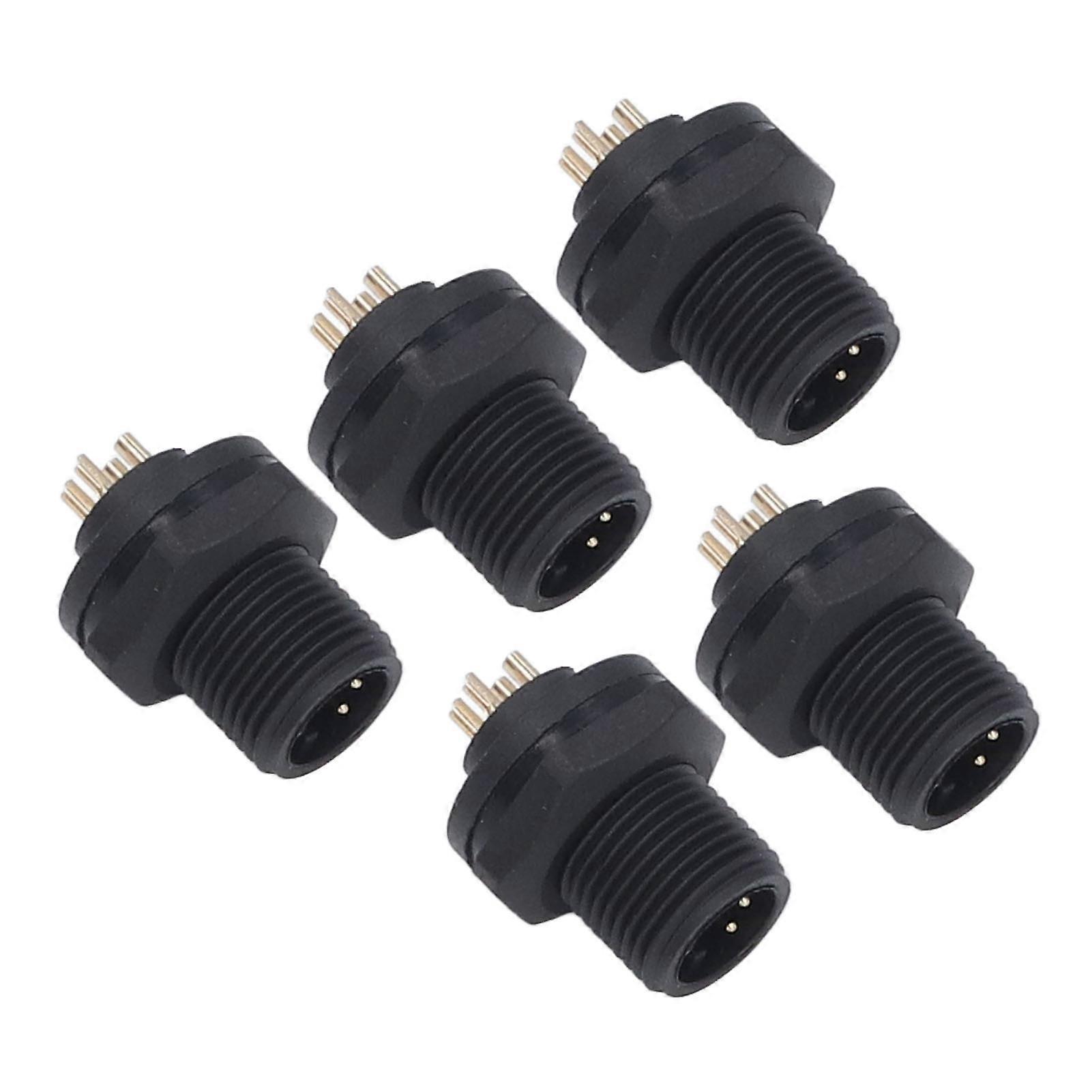 5 Pcs Threaded Panel Back Mount Socket 4 Pin 7/16 Inch 28UNS Thread IP67 Waterproof Panel Back Mount Connector