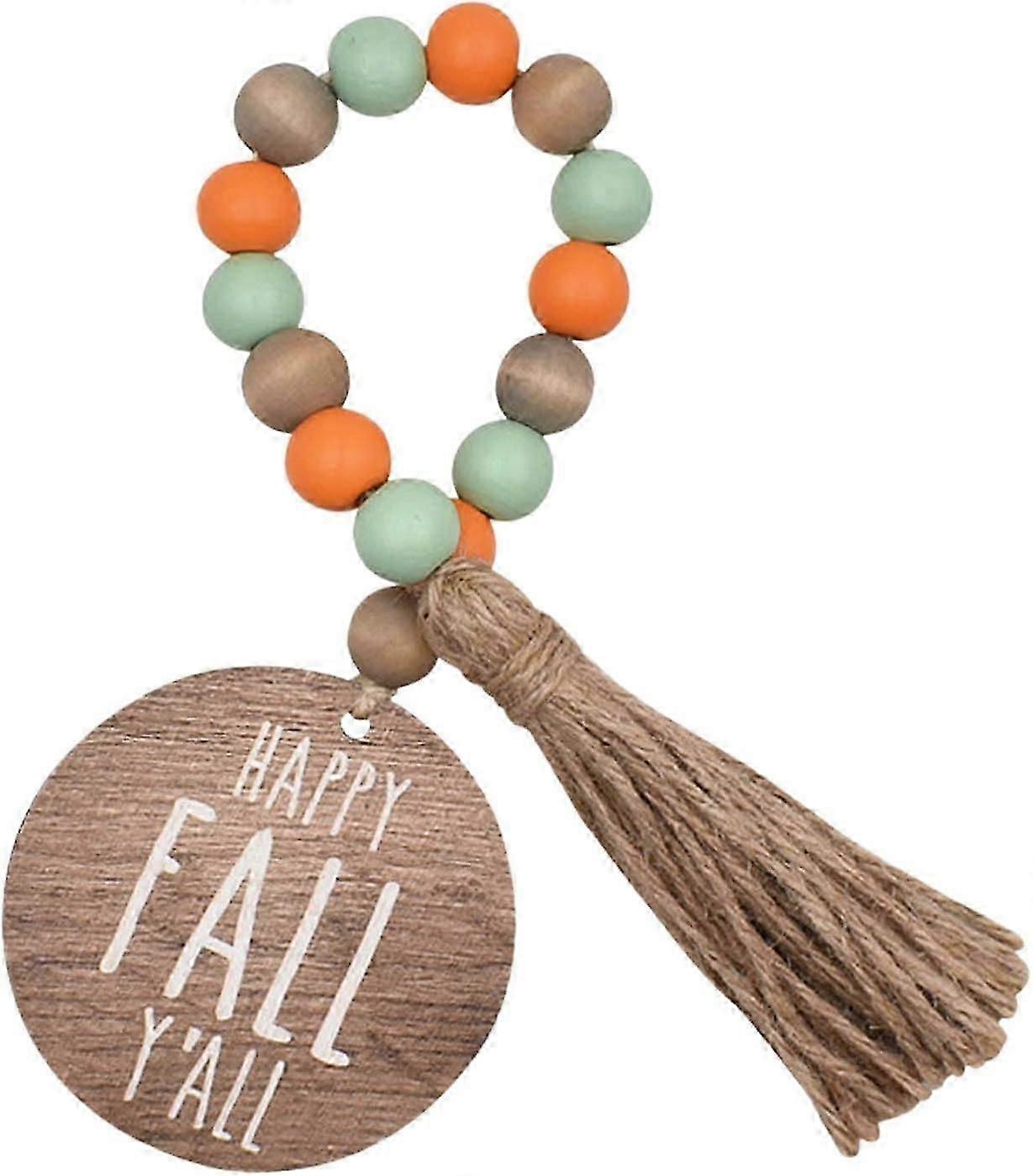 Prayer Bead String Wooden Beads String Accent for Home Festival Decor Wood Beads with Tassel Fall Decorations for Home Decor, Decorative Farmhouse W