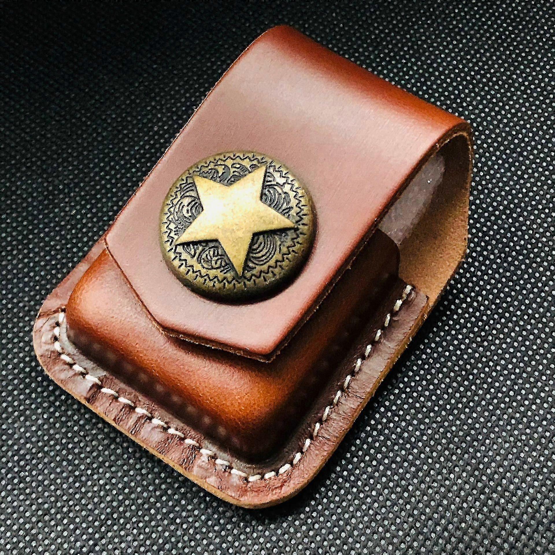 Hecho a mano Genuine Leather Lighter Case Cover Holder Windproof Lighter Box Case para Zippo Lighter Leather Cover Case
