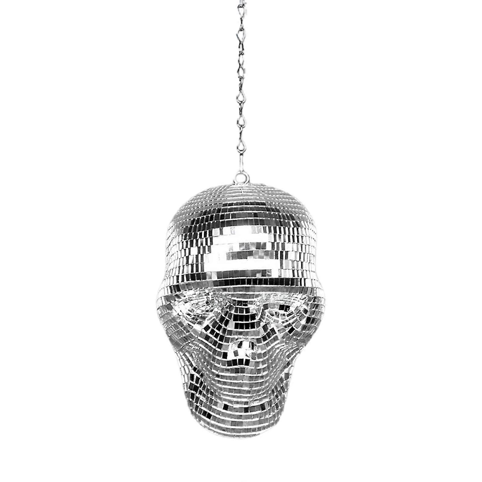 Discos scintillants boules tête humaine crâne décors crâne réfléchissant crâne ornement boules en miroir pendentifs décors de fête argent