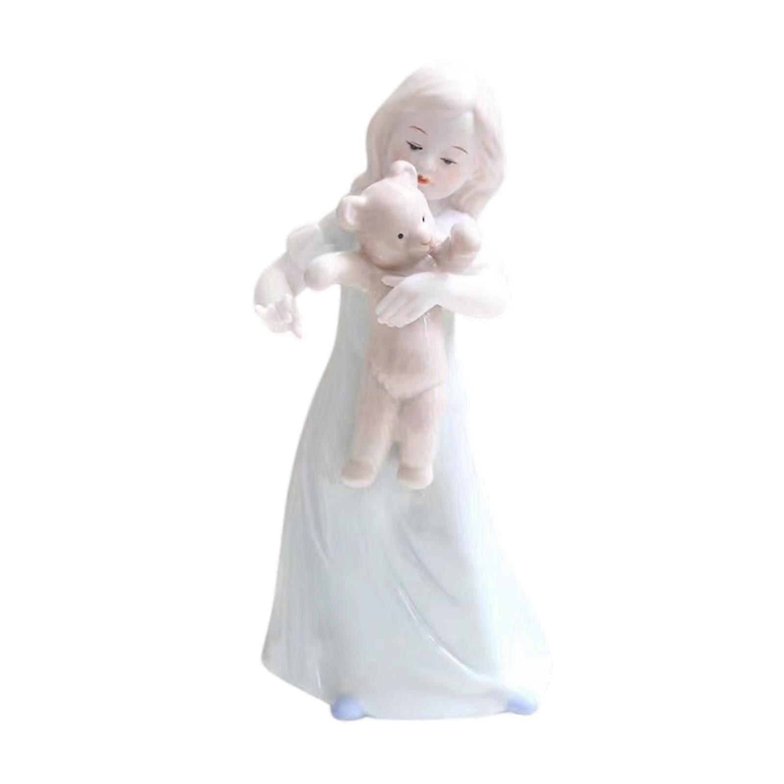 Girl Statue Ceramic Figure Sculpture for Table Centerpiece Bookshelf Cabinet