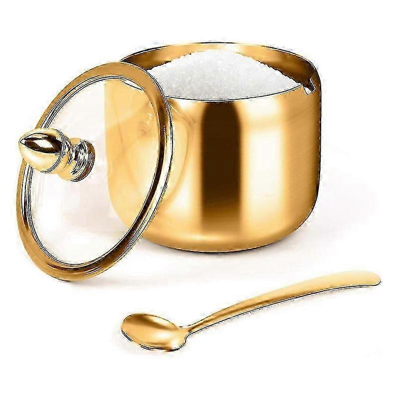 Sugar Container With Lid And Spoon For Coffee Bar Station Accessories Kitchen Storage For Salt, Candy, Coffee Bean