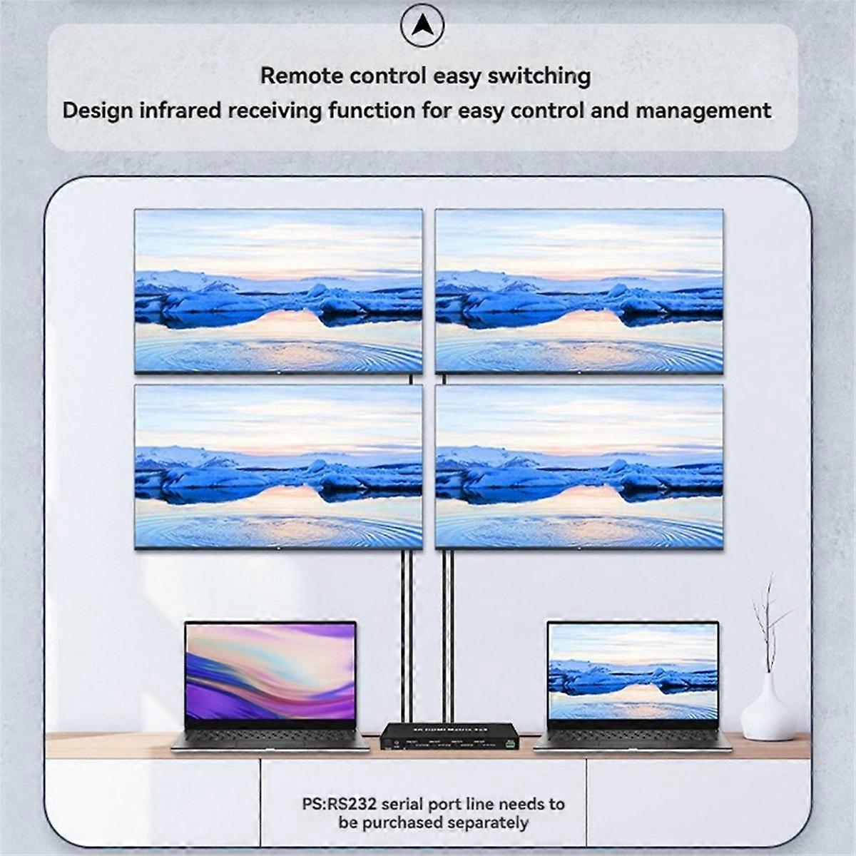 -Compatible Matrix Switch Splitter 4K 30Hz with Audio Out Support 3D Function for DVD HDTV TV Box P