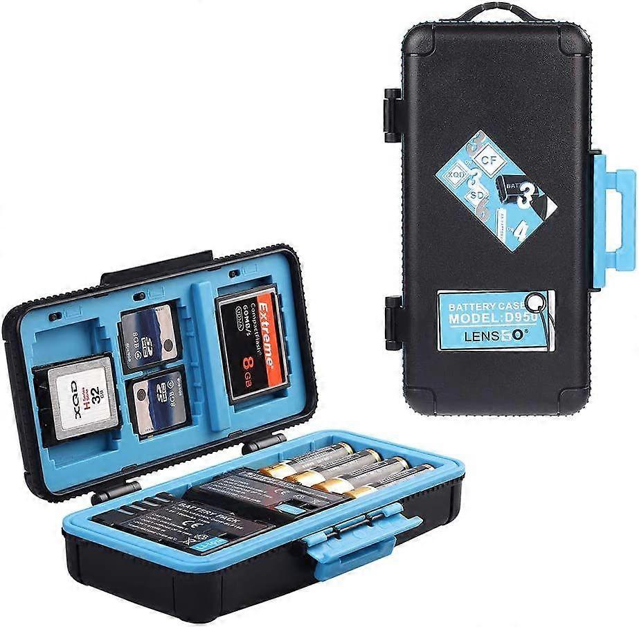 Camera Battery Memory Card Case, Memory Card Hard Protector Case Water-Resistant Anti-Shock Compact Camera Battery Card Storage Box for 3 Camera Batte