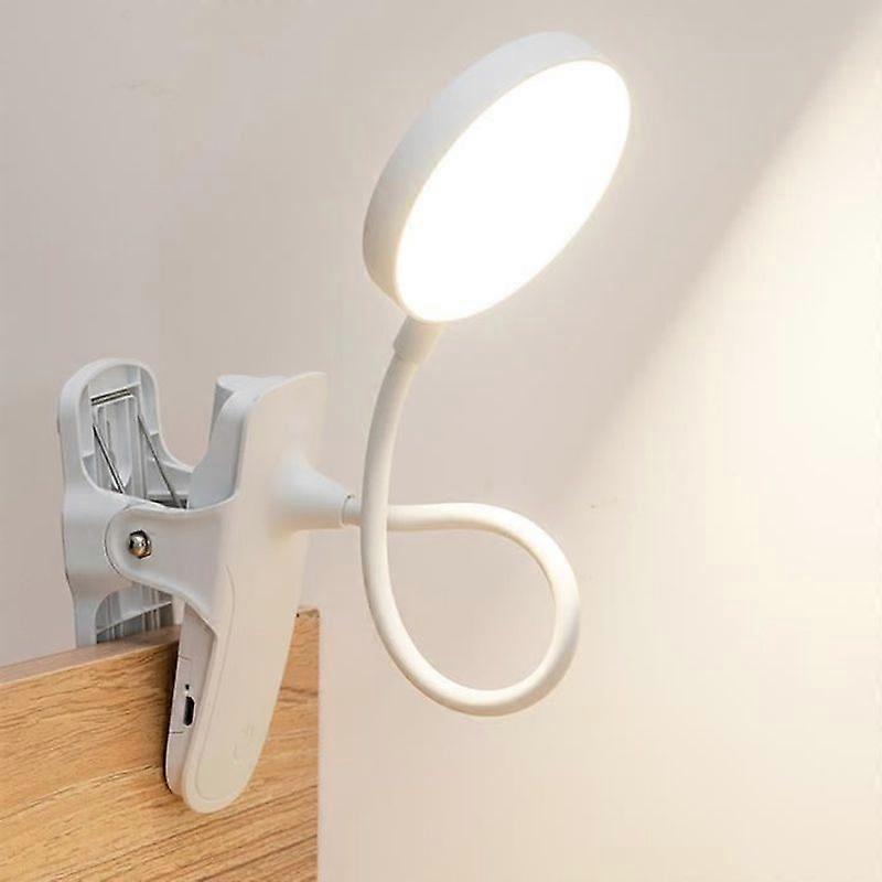 Clip-on Reading Light Battery Powered Clip-on Lamp for Bed with 3 Brightness Levels USB Rechargeable Lam