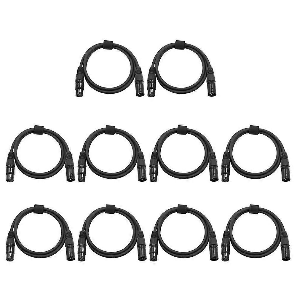 10pcs 1M Black 3-Pin DMX Lighting Cables