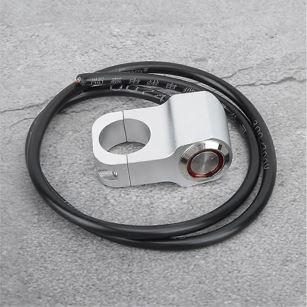 22mm Stainless Steel Handlebar Switch LED Button Red Light Silver