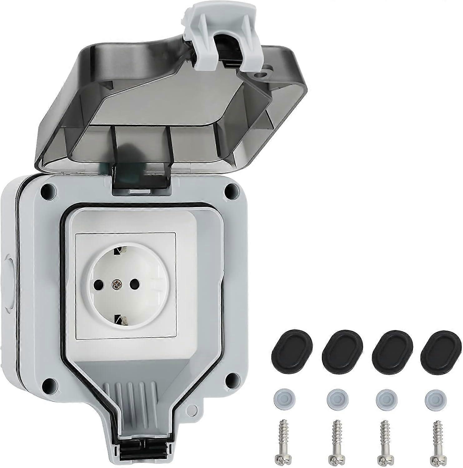 Waterproof Outdoor Sockets, 16A Wall Electrical Sockets External Socket, IP66 Waterproof Switched Socket Covers, Dustproof Wall Socket Box - DKSFJKL