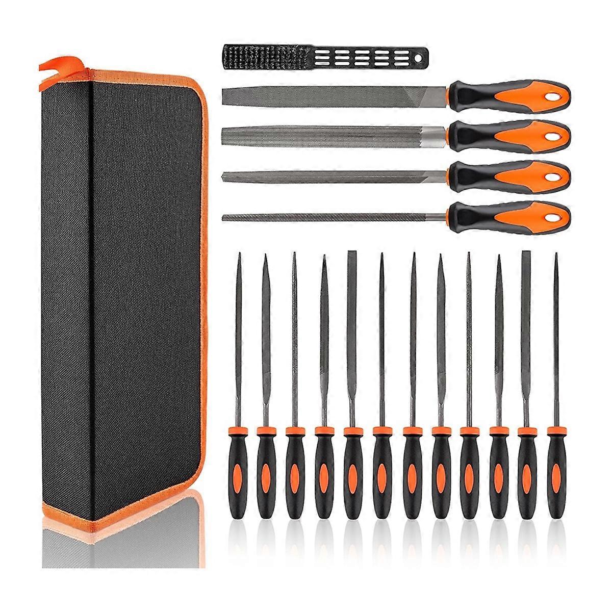 17-Piece Metal File Set, Upgraded Half-, Angle, Round, Flat and Needle Files for Plastic and Wood Projects