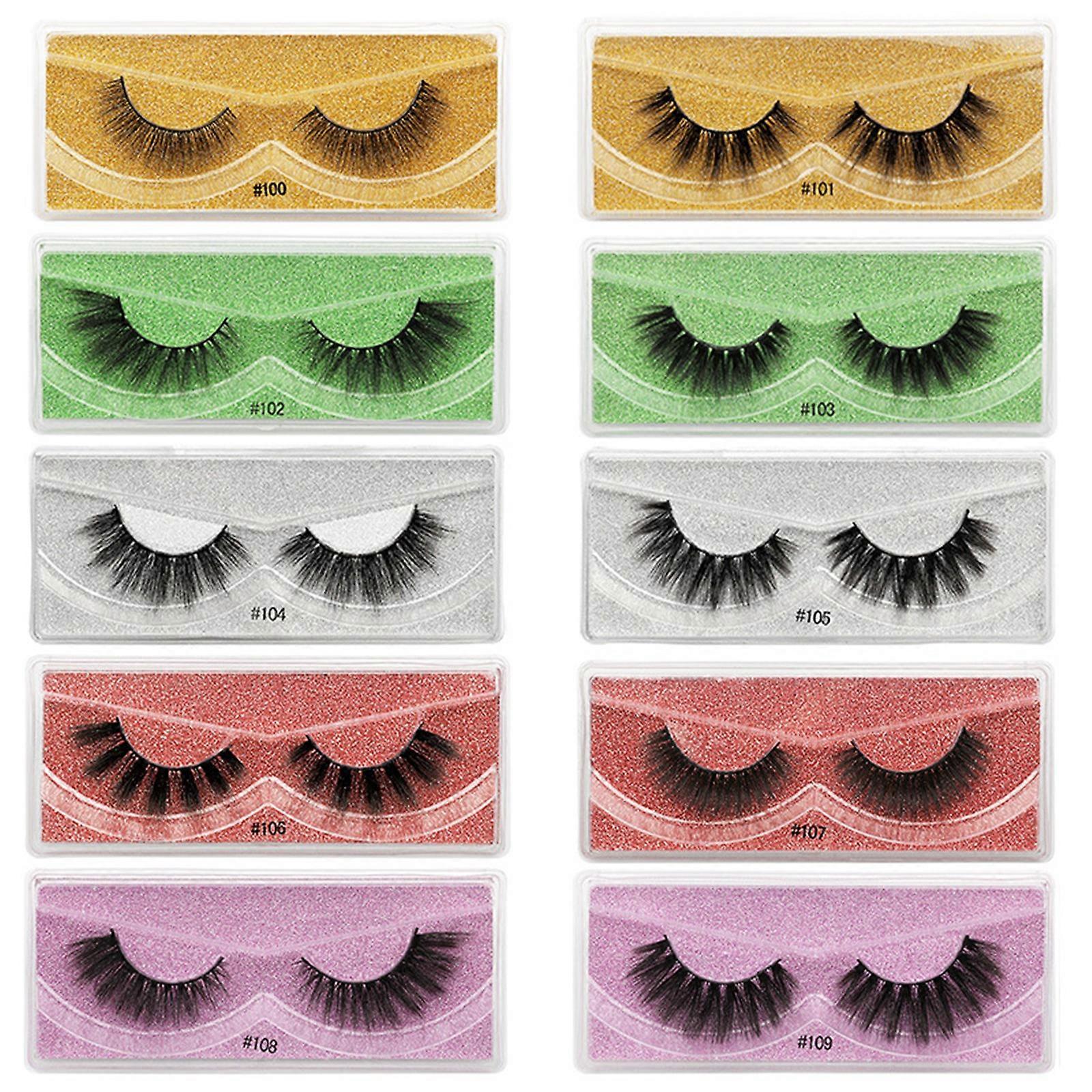 10 Pairs Of Imitation Mink False Eyelashes Thick Eyelashes 3d False Eyelashes PUW0910