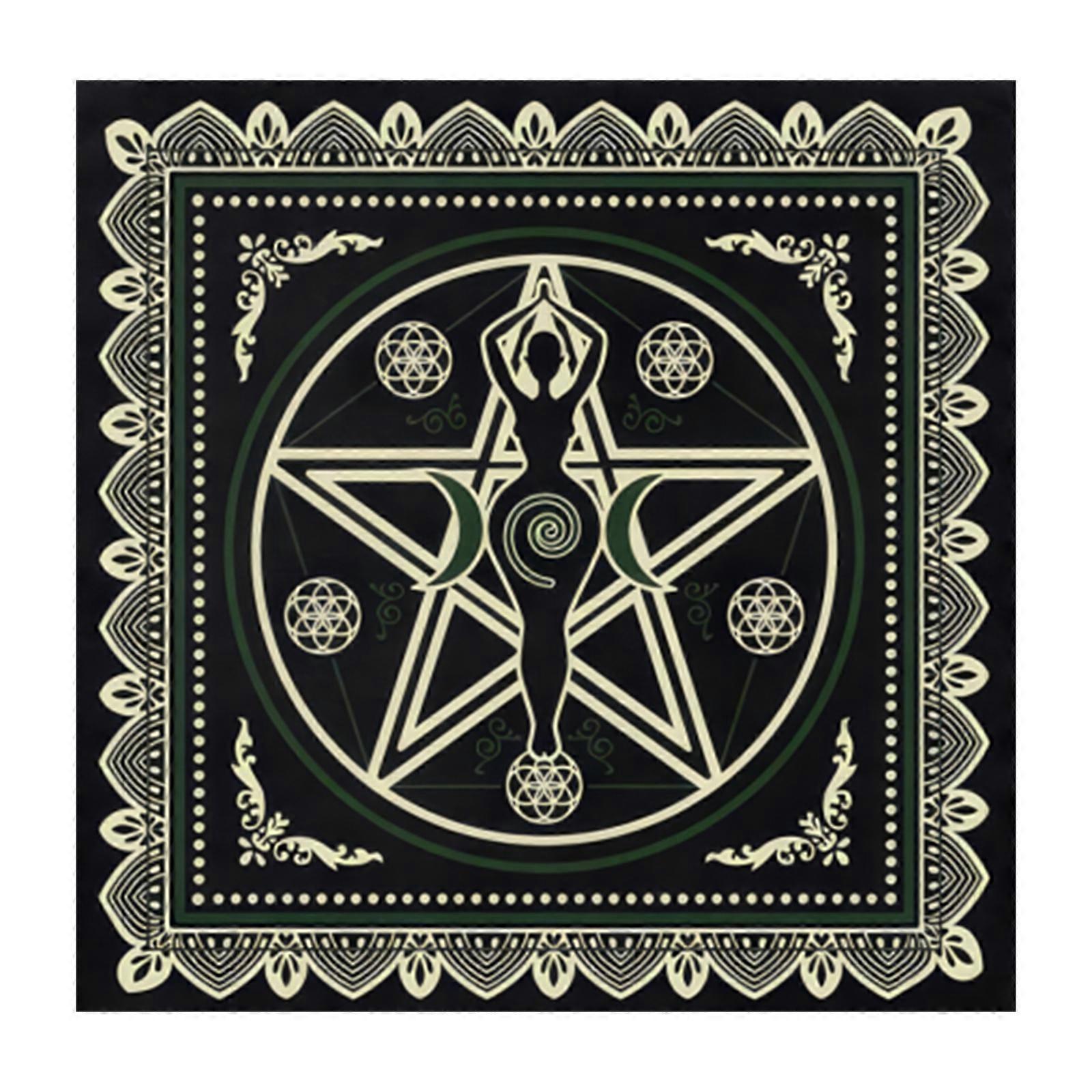 عرافة مربعة نسيج نمط مرحلة القمر علم التنجيم مفرش المائدة التارو مفرش المائدة مفرش الطاولة لوازم السحر 60x60 سم