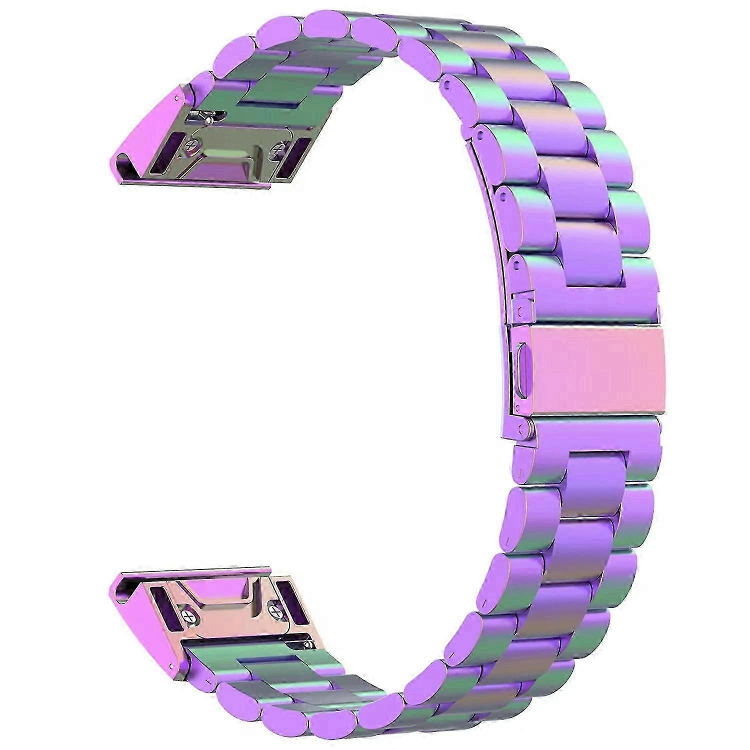 For Garmin Fenix 7x / 7x Pro / 6x Quickfit 26mm rustfritt stål stropp 3 perler klokke band - rose gull