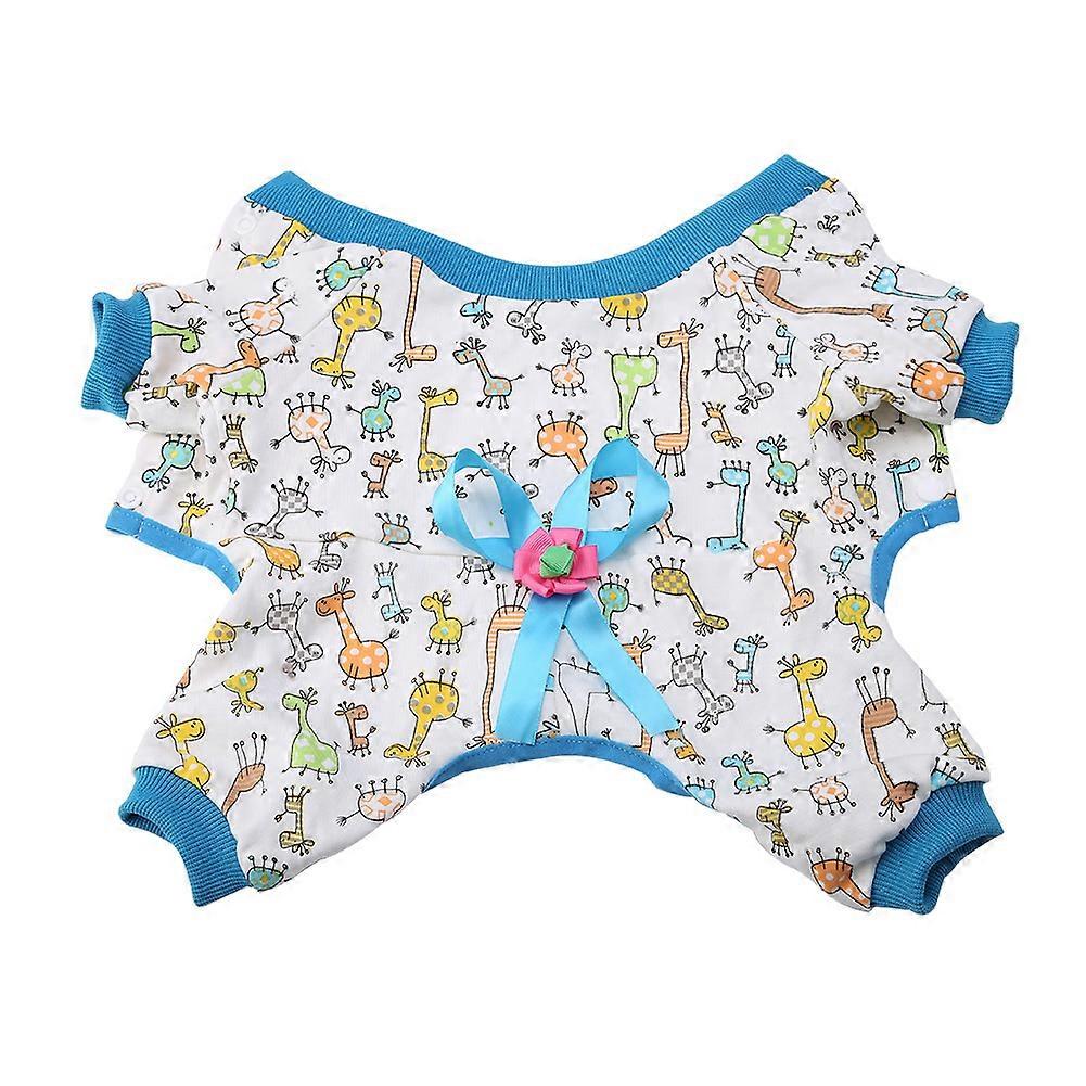 Small Dog Pet Pajamas Bowknot Flower Jumpsuit Puppy Clothes Sleepwear Apparel