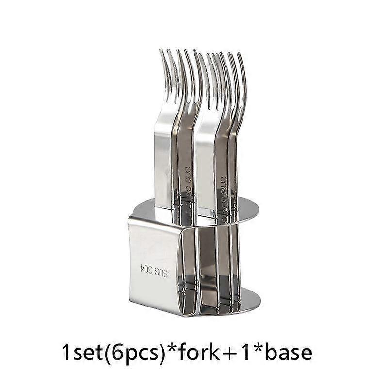 6pcs/set Silver Gold Light Luxury Square Head Fork Stainless Steel Fork Set Dessert Cake Fruit Fork