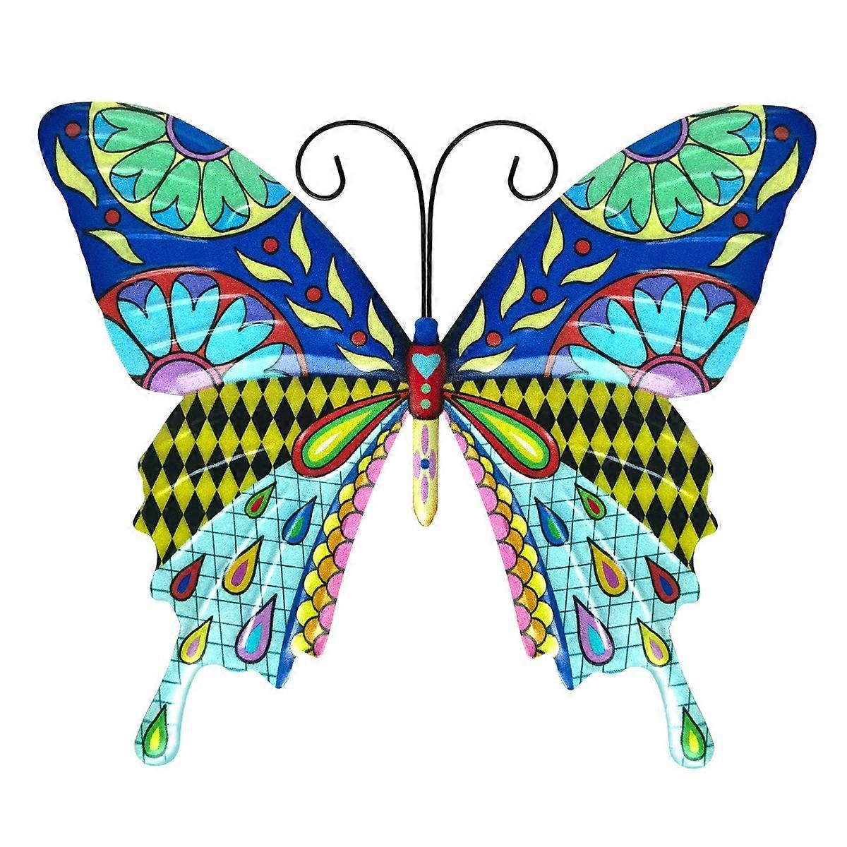 HD920 Butterfly Shape Garden Hanging Decoration Home Iron Art Wall Decor-Blue