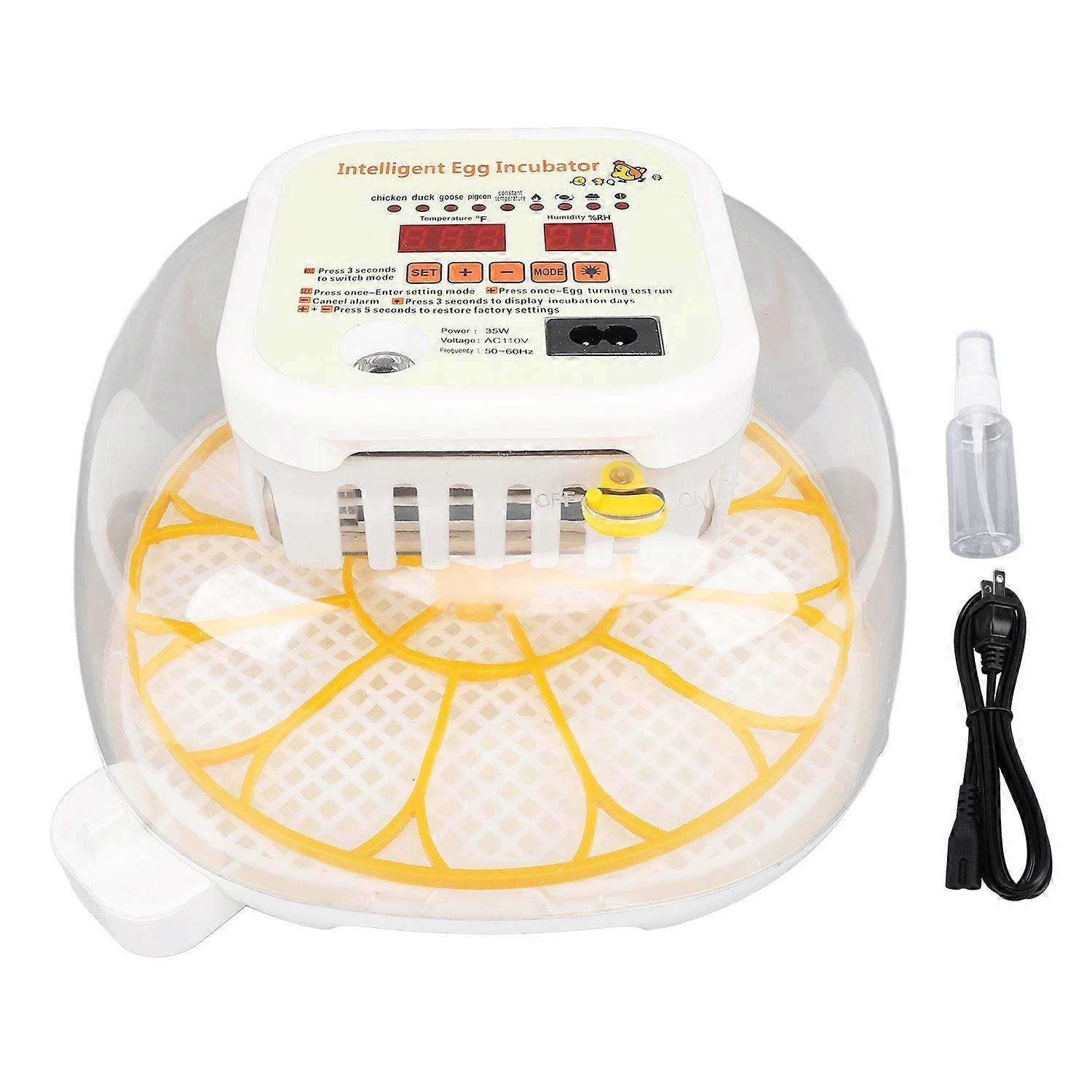 12 Egg Incubator LED Display Temp Control Automatic Turning Multifunctional for Chickens Quail Eggs