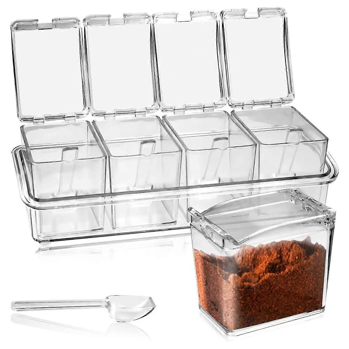 Seasoning Rack, Clear, Spice Pots, Sealed Containers