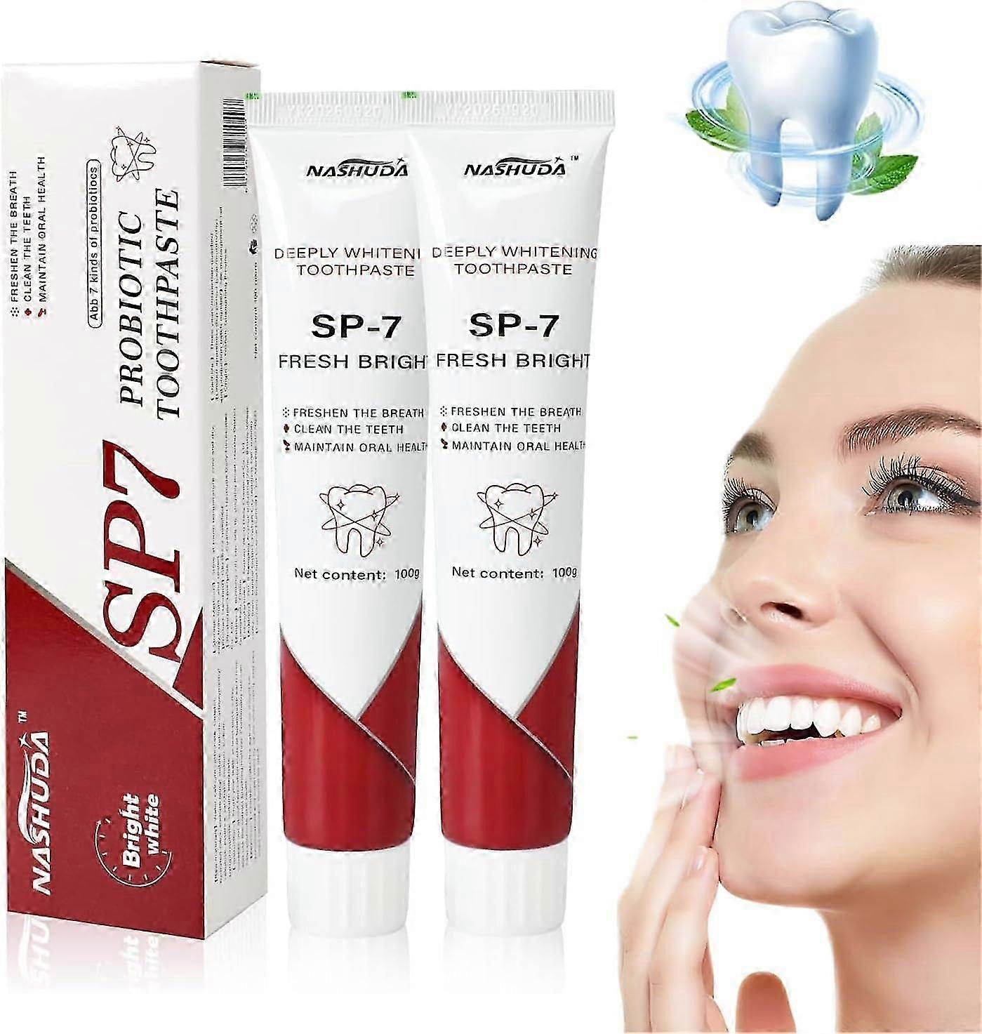 2PCS Sp-7 Probiotic Toothpaste, Sp-7 Toothpaste, Sp-7 Ultra Whitening Toothpaste, Fresh Breath, Deep Cleaning