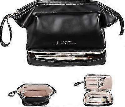 Latest Multi-layered Large Capacity Portable Female Cosmetic Bag in PU