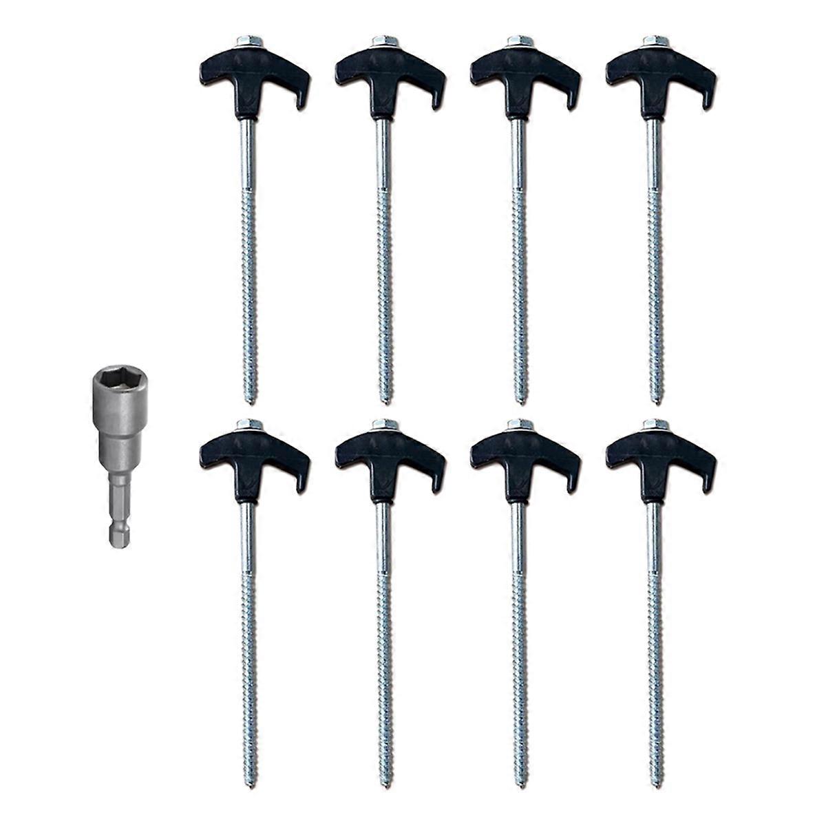 Metal Tent Spikes Camping Pegs Drill in Ground Anchors Spiral Screw A