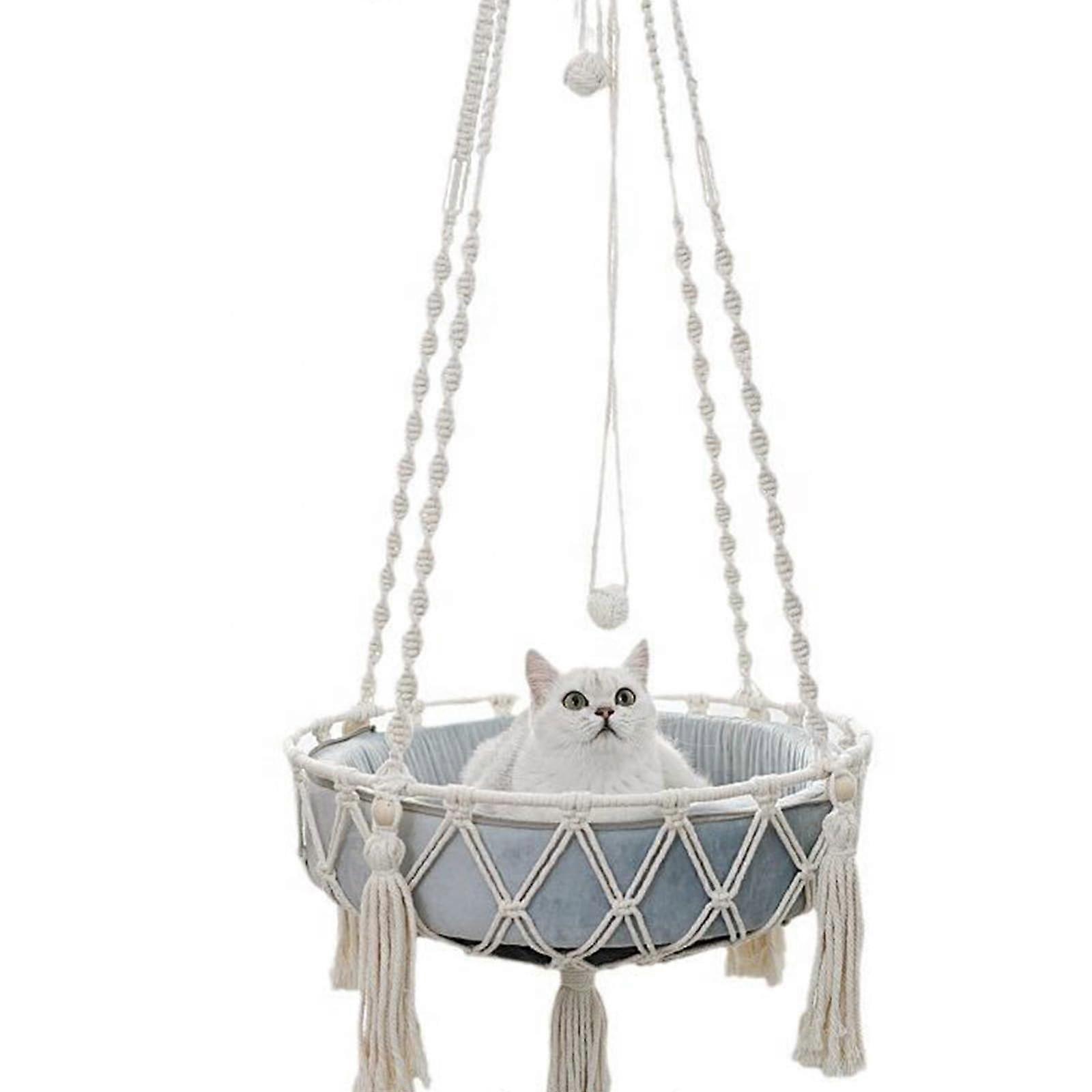 Handwoven Cat Hammock for Sleeping and Climbing - Durable Cotton Fabric, Foldable Design, Fits All Cat Sizes