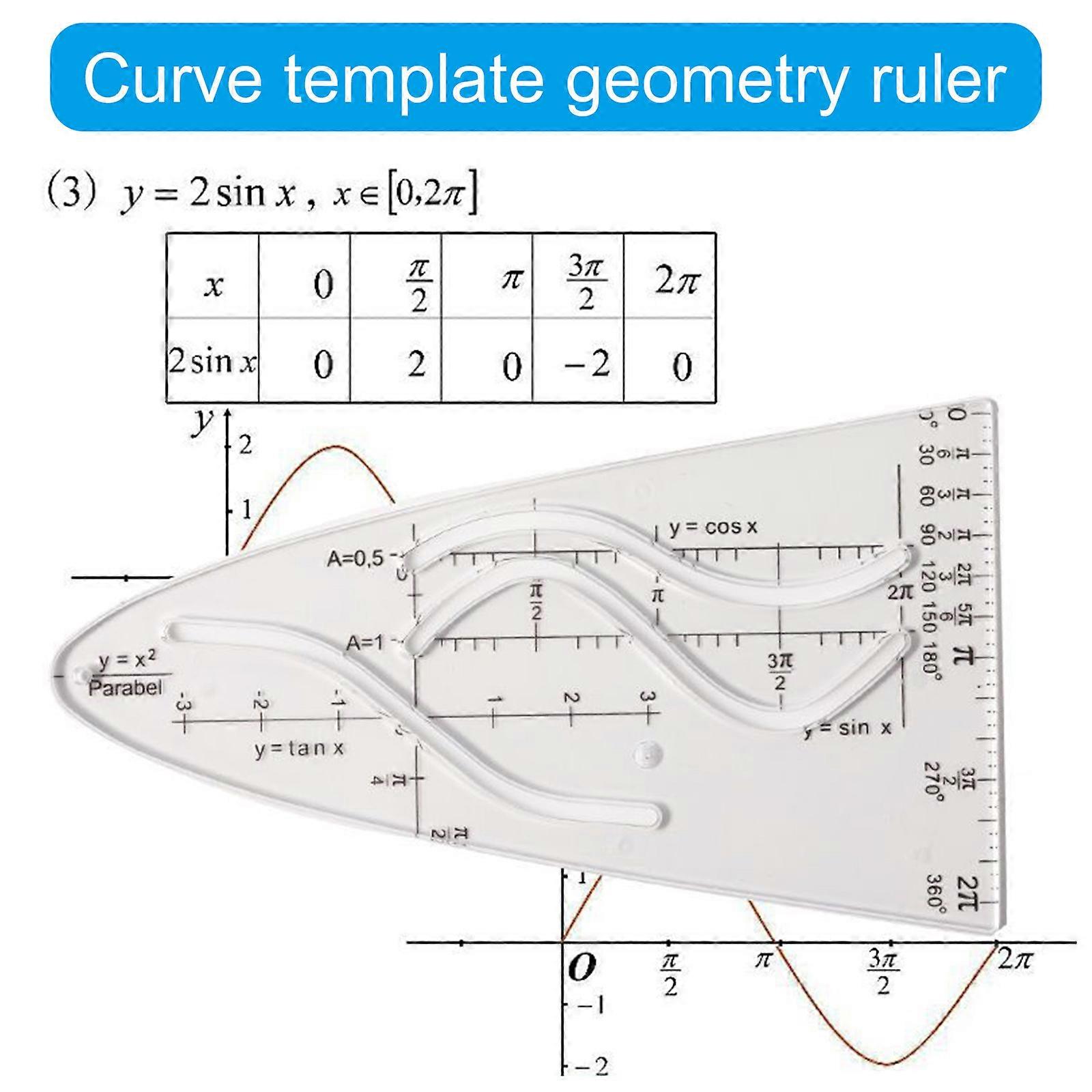 3 Stencil Parabola Matematica - Righelli Curvi Per Disegno Tecnico