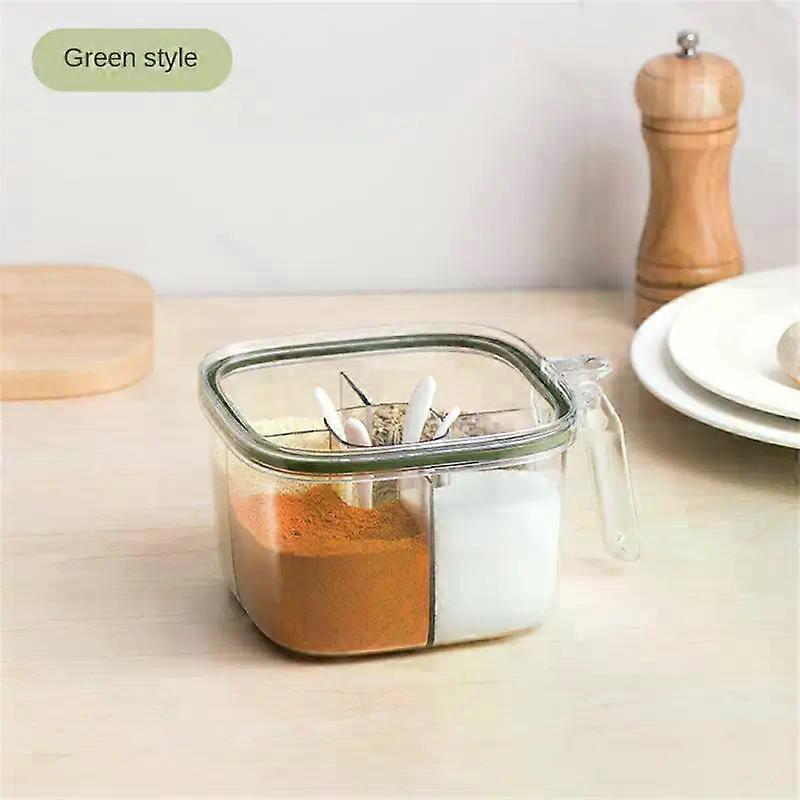 1PC Seasoning Box with Spoon 4 In 1 Multi Compartment Transparent Seasoning Tank Condiment Container Kitchen gadgets