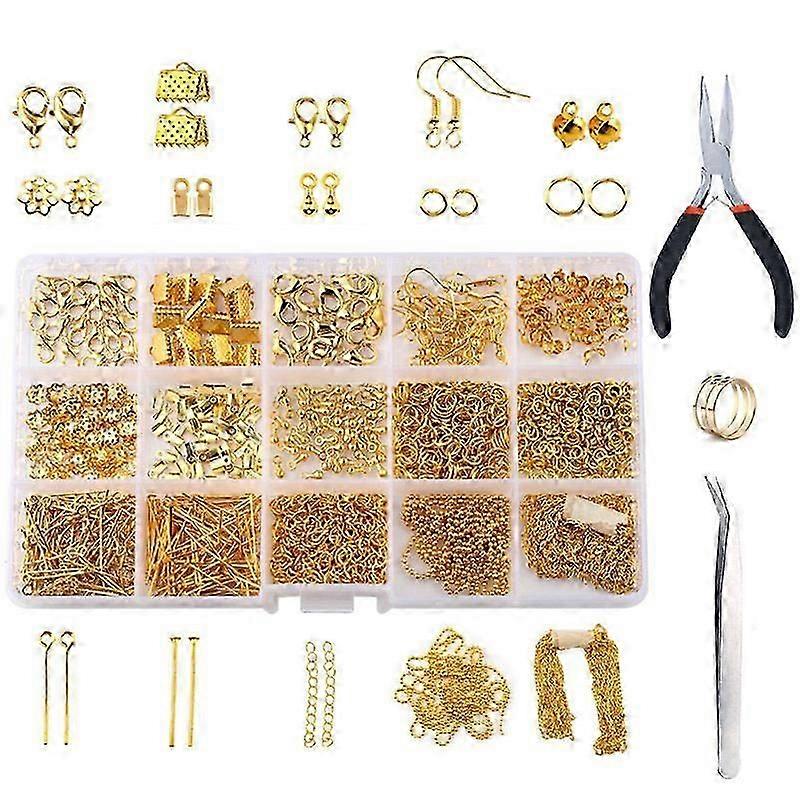 875PCS مجوهرات صنع لوازم كيت - أداة إصلاح المجوهرات مع الملحقات كماشة المجوهرات نتائج المجوهرات وأسلاك الديكور للبالغين والمبتدئين